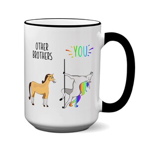 Brother Gift Idea, Funny Other Brothers You Unicorn vs Horse Mug, Brother Gifts, Funny Coffee Mugs for Brothers, Gag Brother Gifts 15oz blck rim/handle