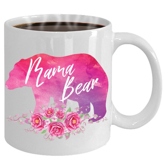 Mama Bear Coffee Mug Tea Cup | New Parent Gift Idea | Hot Chocolate Mug, Size: 15oz, White