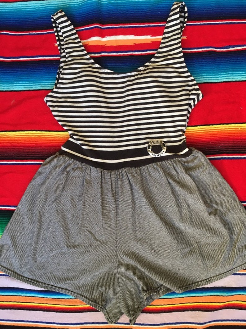Vintage 90/'s Nautical Sailor Playsuit bathing suit size medium