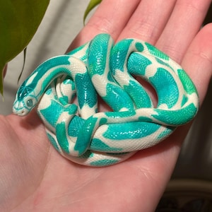 Mythical Emerald Corn Snake Size Large - Hand Sculpted Polymer Clay Totem or Plant Decor Albino Snake Morph Magical Green Serpent Creature