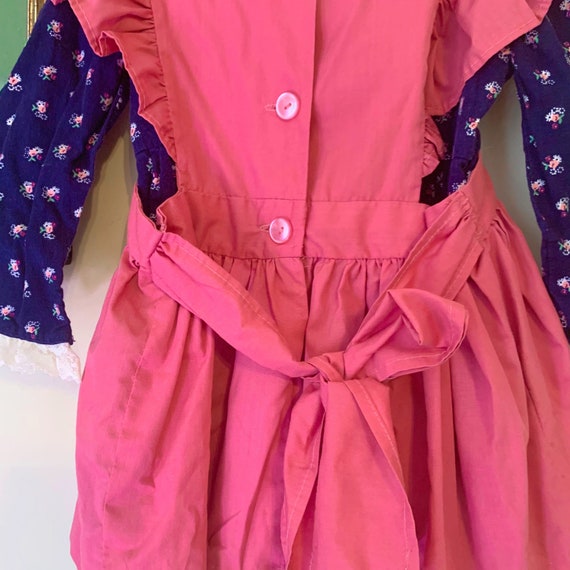 Vintage 70s Navy Blue Dusty Rose Prairie Dress an… - image 4