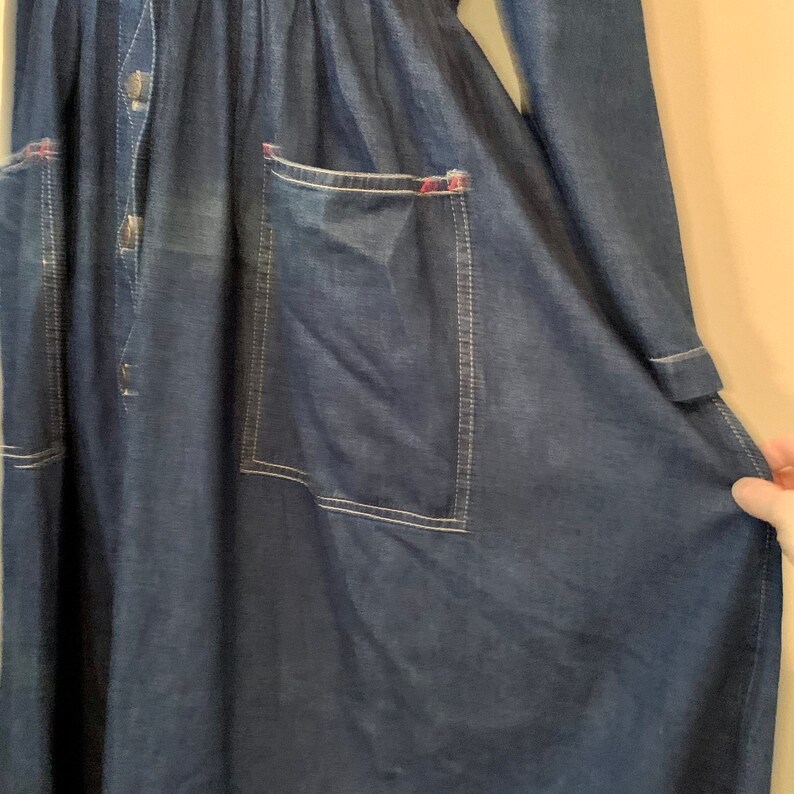 Vintage 90s Denim Shirtdress Long Sleeve Studio 25 Western Cowgirl Size Medium M