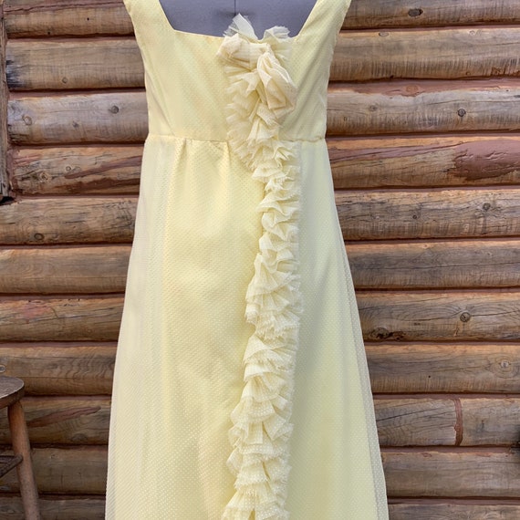 60s Yellow Sleeveless Evening Gown Maxi Dress - image 2