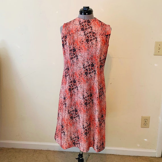 Vintage 70s Coral and Brown Sleeveless Dress Set … - image 2