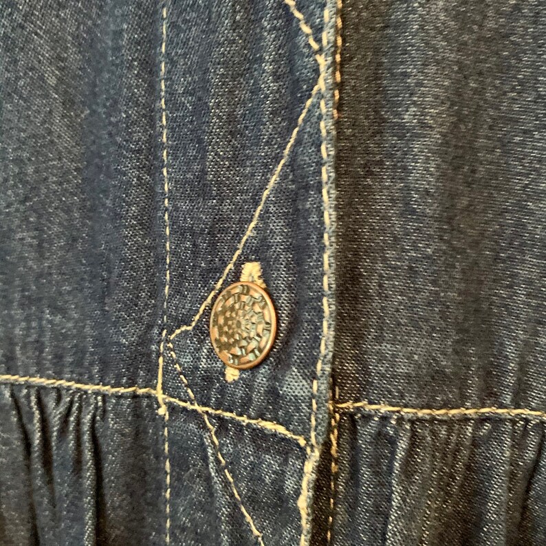 Vintage 90s Denim Shirtdress Long Sleeve Studio 25 Western Cowgirl Size Medium M