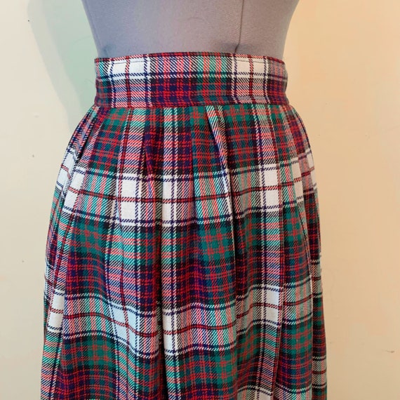 Vintage 70s Red Blue Plaid Maxi Skirt Size 8 - image 2