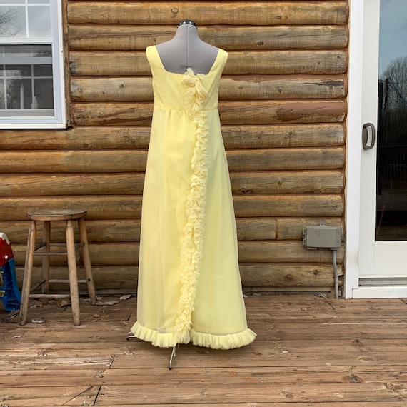 60s Yellow Sleeveless Evening Gown Maxi Dress - image 9