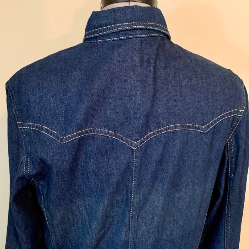 Vintage 90s Denim Shirtdress Long Sleeve Studio 25 Western Cowgirl Size Medium M