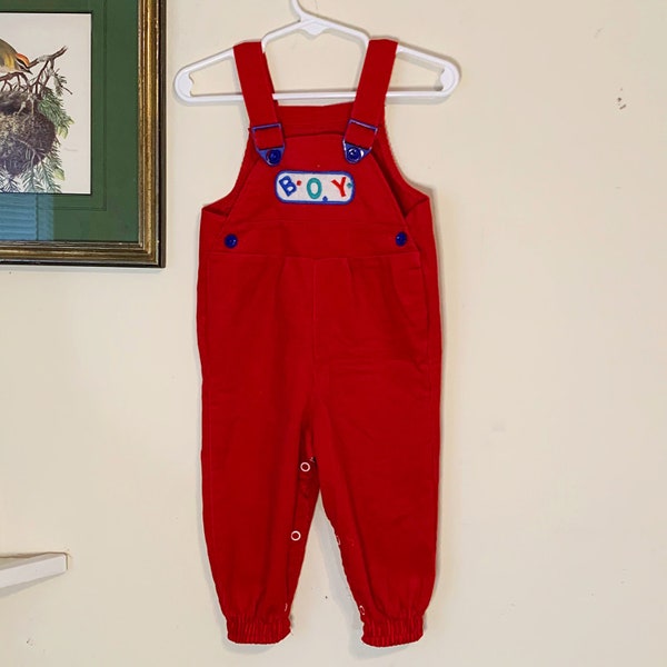 Vintage 80s Baby Boy’s Red Corduroy Overalls Size 12 most