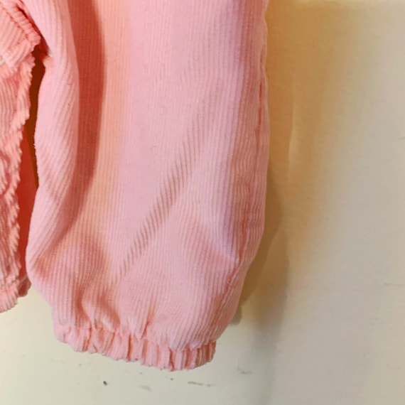 Vintage 80s Baby Girls Pink Corduroy Bear Overall… - image 9