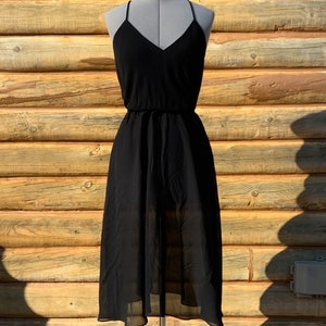 Vintage 70s Sheer Black Norman Berg Disco Dress Small