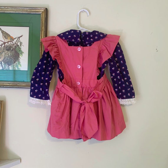 Vintage 70s Navy Blue Dusty Rose Prairie Dress an… - image 3