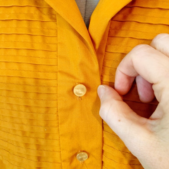 Vintage 60s 70s Orange Long Sleeve Shirt Dress Si… - image 4