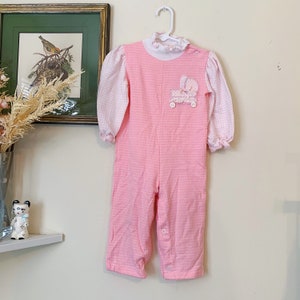 Vintage Health-Tex roze babywagen romper met appliqué voor meisjes 24 maanden