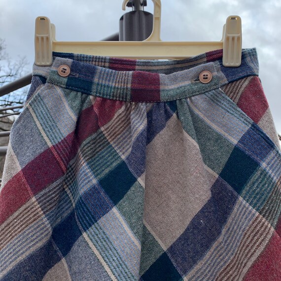 Vintage 80s Tan Navy Slate Green Red Wool Plaid A… - image 2