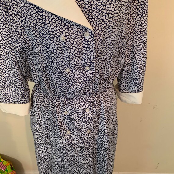 Vintage 90s does 30s Navy Secretary Dress Size 13… - image 8