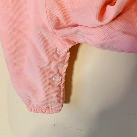 Vintage 80s Baby Girls Pink Corduroy Bear Overall… - image 6