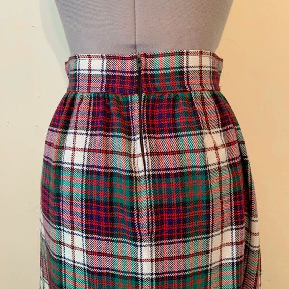 Vintage 70s Red Blue Plaid Maxi Skirt Size 8 - image 5