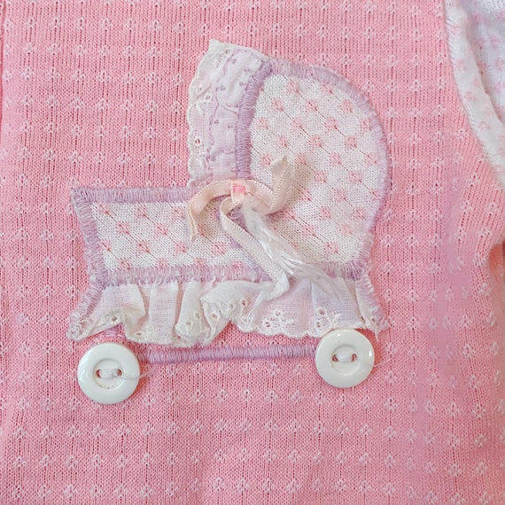 Vintage Health-Tex Girls’ Pink Baby Carriage Appl… - image 5