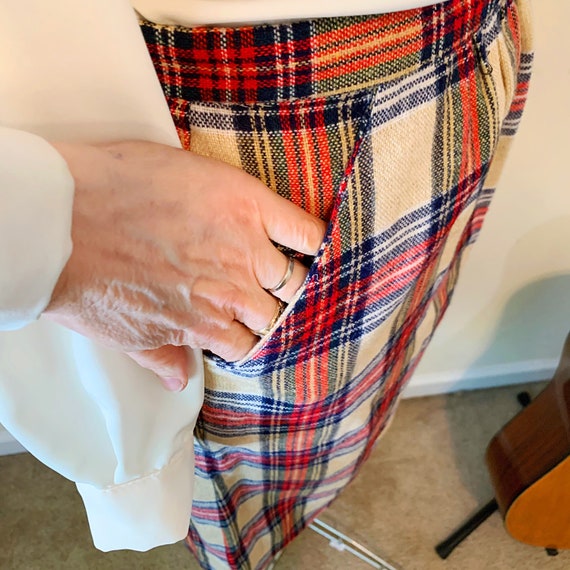 Vintage 60s Red Tan Pencil Skirt - image 6