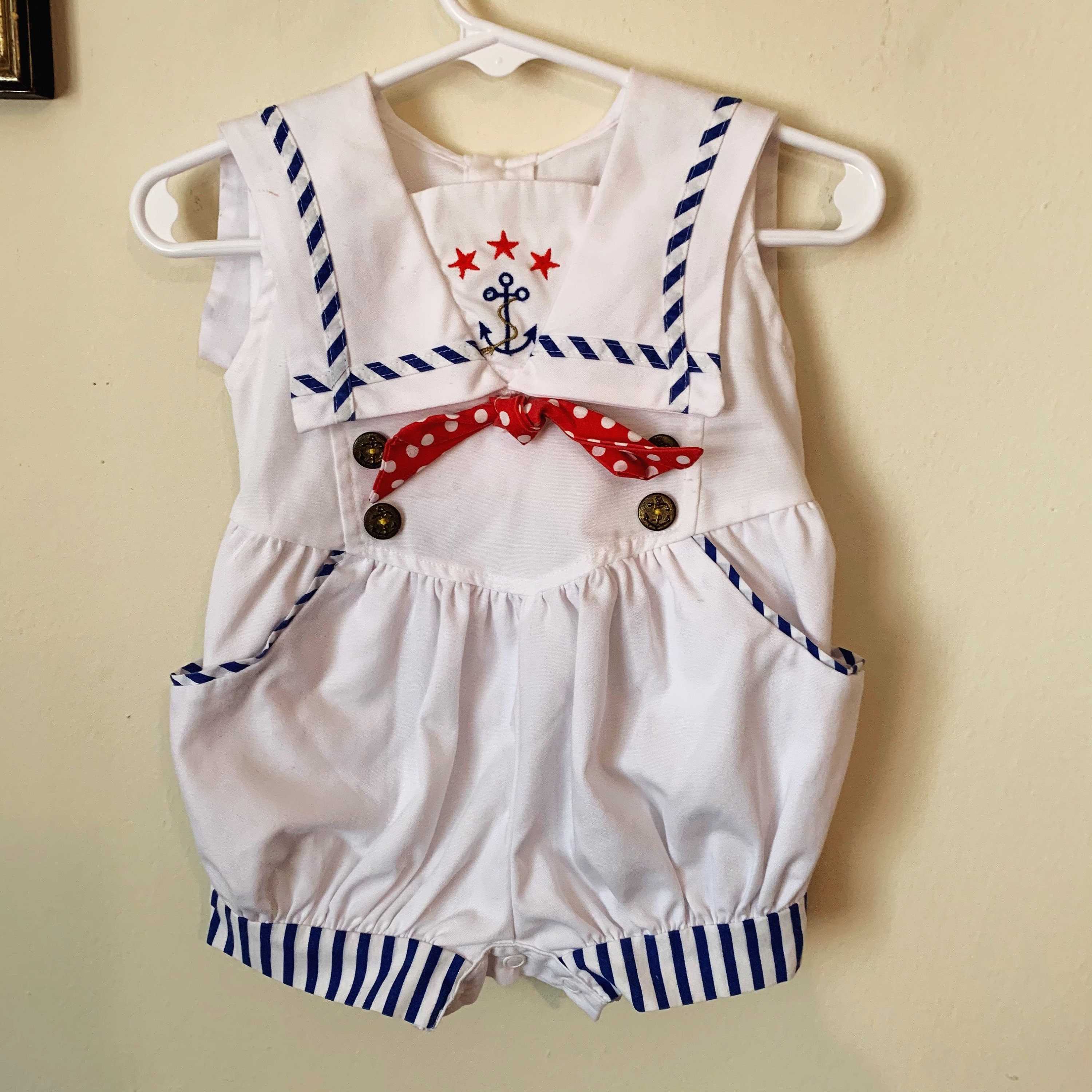 Vintage Baby Girls Sailor Suit Romper 2T Etsy