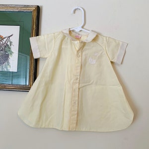Vintage 50s Baby Girls Yellow Collar Shirt Dress - 12 months