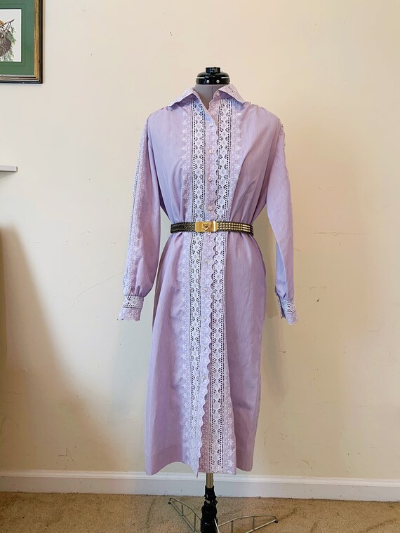 Vintage 60s Purple Striped Shirtdress Size 12