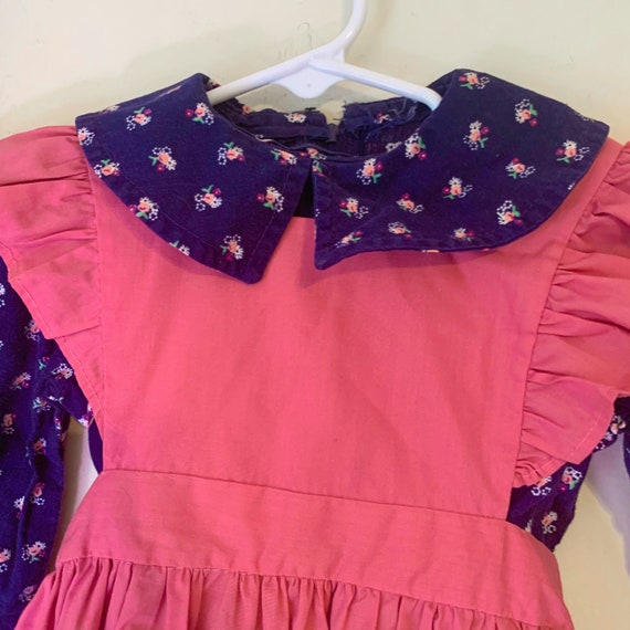 Vintage 70s Navy Blue Dusty Rose Prairie Dress an… - image 5