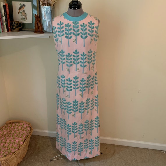Vintage 60s 70s Vested Gentress Pink Maxi Dress Ju