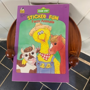 Vintage 90s Sesame Street Sticker Fun Farm Animals Kids Activity Book