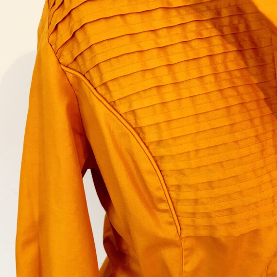 Vintage 60s 70s Orange Long Sleeve Shirt Dress Si… - image 7