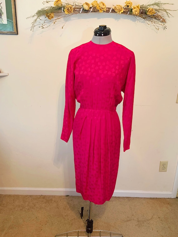 Vintage 90s Liz Claiborne Magenta Pink Silk Secre… - image 1