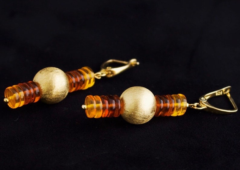 Amber Earrings with gold and silver, Gold Earrings, Amber Design Amber Earrings with gold and silver, Gold Earrings, Amber Design