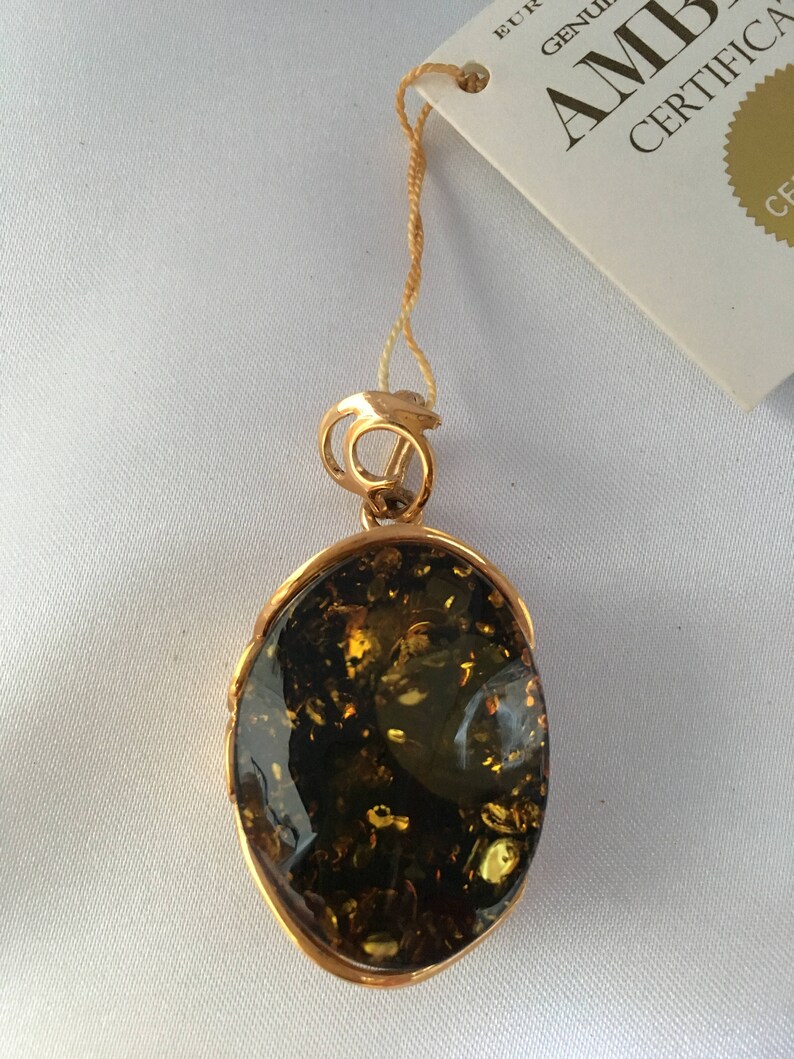 Green Amber Pendant Amber Jewelry Gold Silver Jewelry