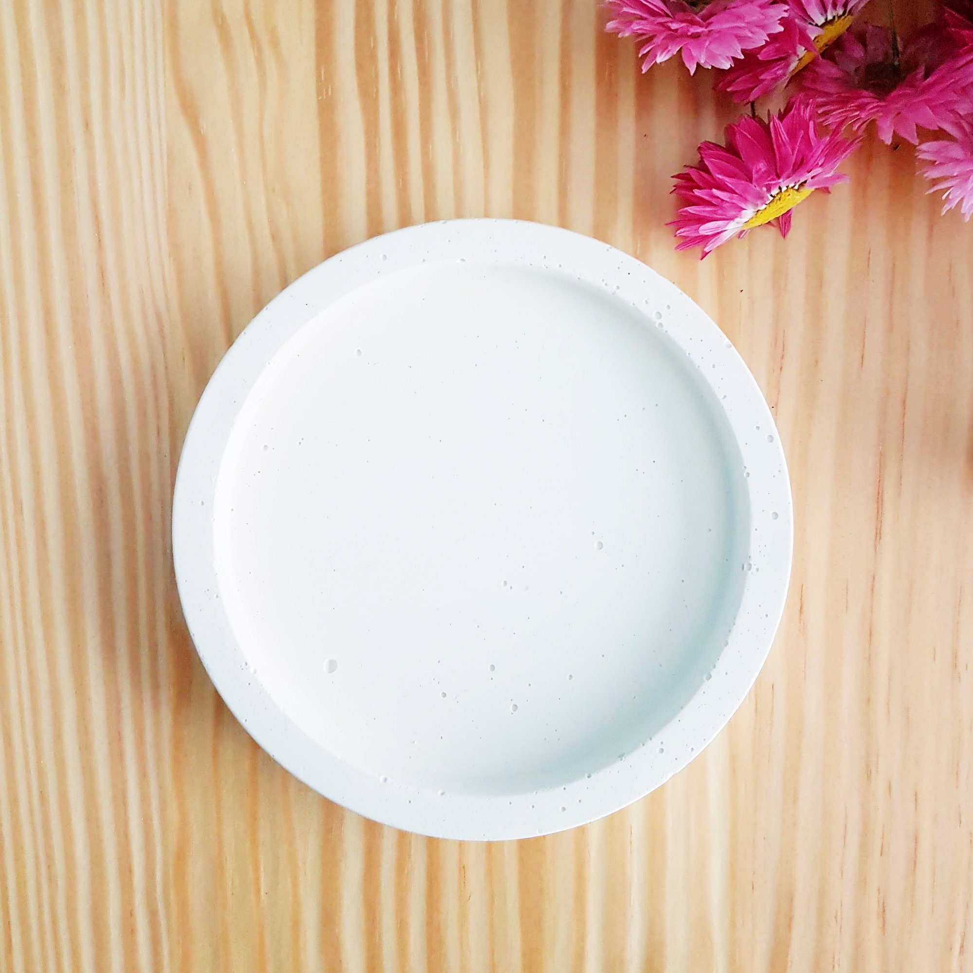 Support Bougie Roche Minérale, Blanc