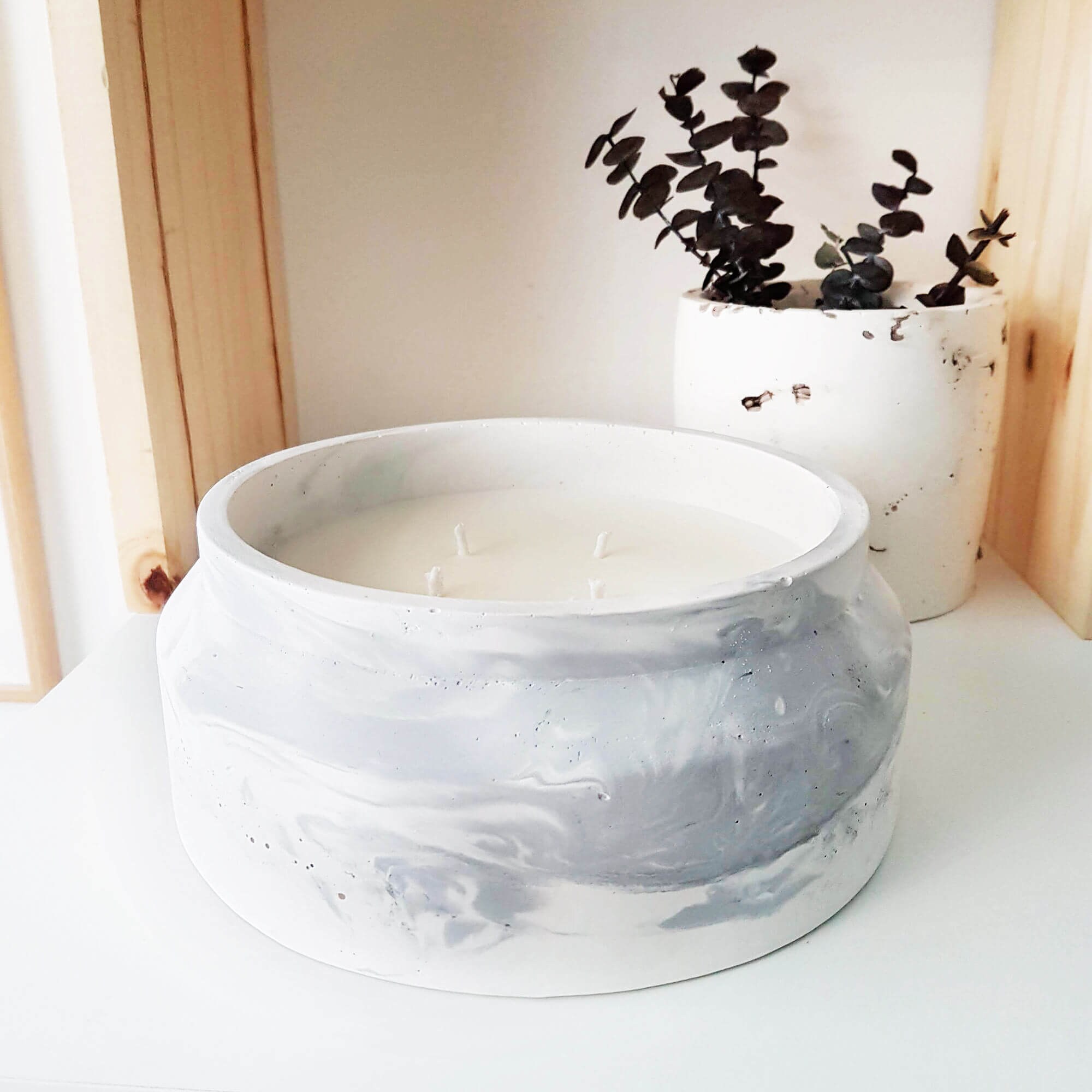 Pot en Roche Xxl Pour Bougie Marbre Noir