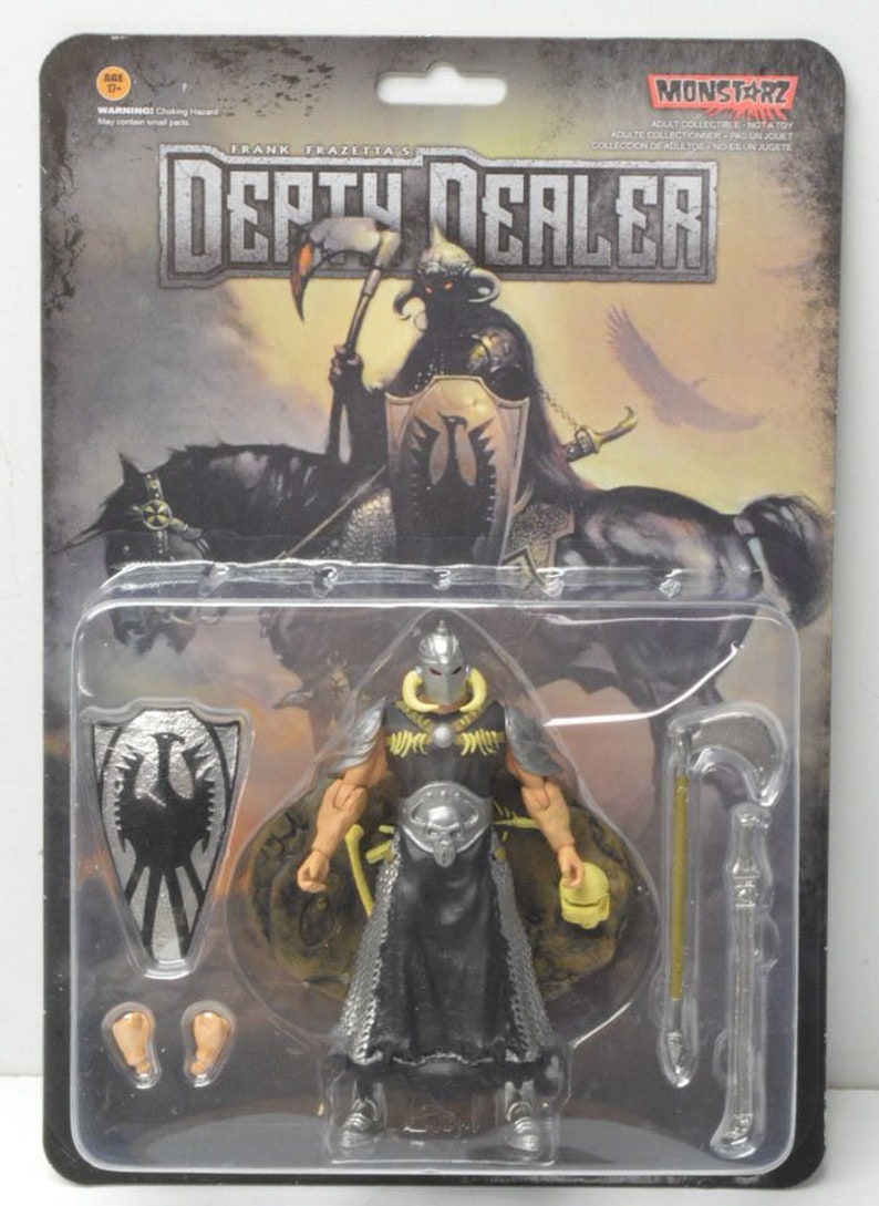 Figurine rétro de luxe à armure légère Death Dealer de Monstarz Frank Frazetta à l'échelle de 3,75 pouces. image 5