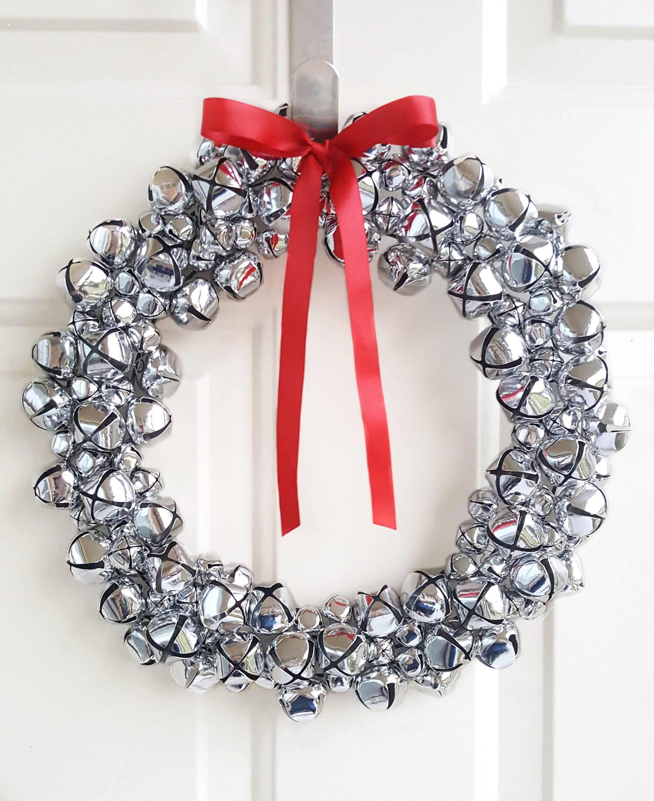 Jingle Bell Wreath in Silver with Bow Christmas Wreath with Etsy