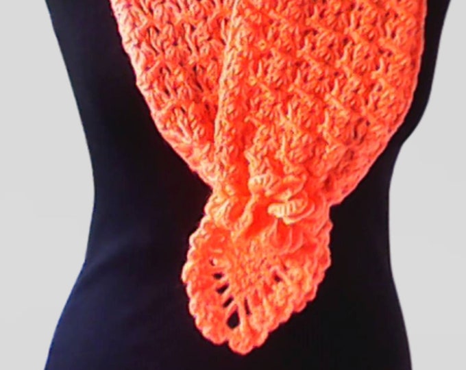 Handmade crochet collar, collar orange, necklace crocheted accessory for girls