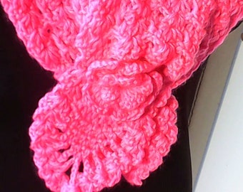 Col crochet fait à la main, col coton rose, collier accessoire crocheté pour les filles