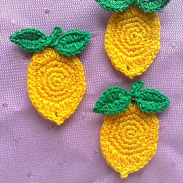 Crochet au citron, 9 pièces dans un ensemble Application au crochet au citron en jaune, mauvais crochet alimentaire fruits