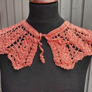 Pink lace collar handmade large crochet collar victorian style women collar 100% cotton vintage look collar crocheted lace