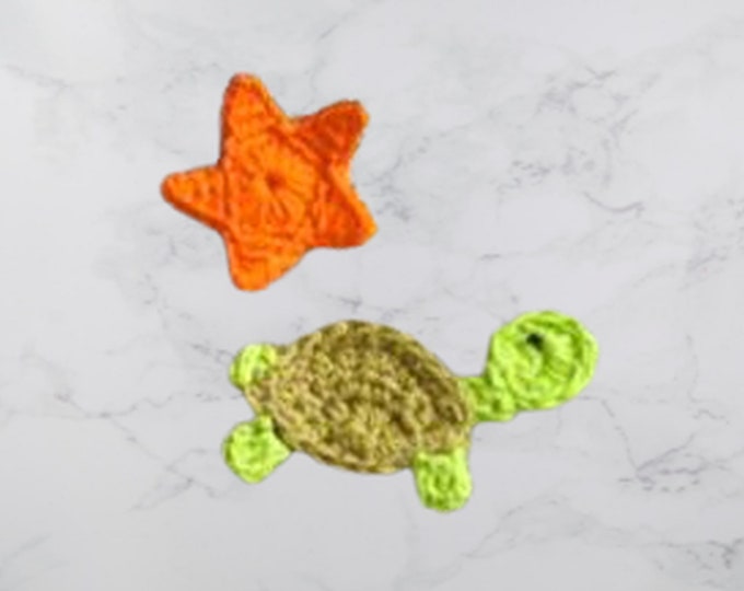 Turtle Application Crochet Turtle Application, Turtle Motif Embellishment, Sewing Application, Card Making, Green Turtle