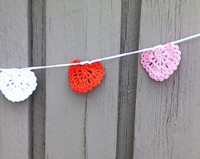 Love Heart garland garland crocheted hearts heart banner heart garland, glitter hearts, Valentine's Day décor Valentine's Day decoration