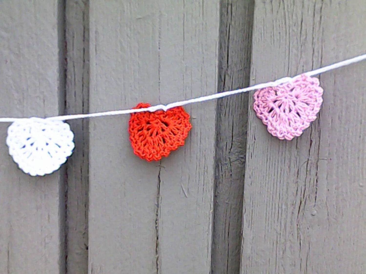Love Heart garland garland crocheted hearts heart banner heart garland