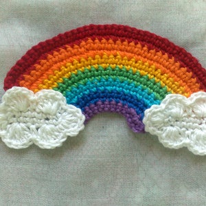 Rainbow and clouds crocheted appliqués in white and in the image 5