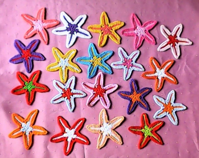 Set 10pcs Crochet Colorful Starfish Application Decoration Maritime Children's Room and Gift for Kids Birthday Wedding Decoration