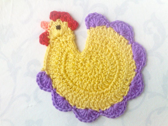 Thanksgiving Chicken Coasters Coasters Crochet Yellow Chicken Rustic Kitchen Decor Hahn Kitchen Decor Housewarming Gift