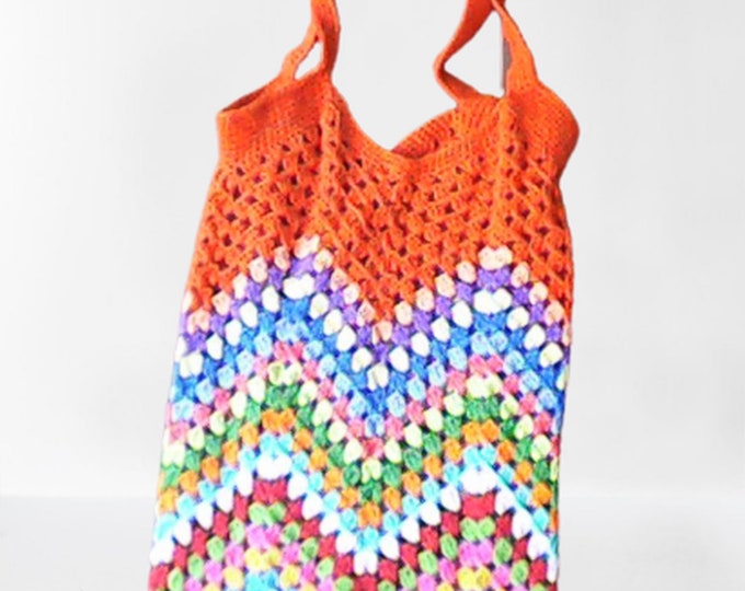 Crochet granny market bag handmade shopping reusable