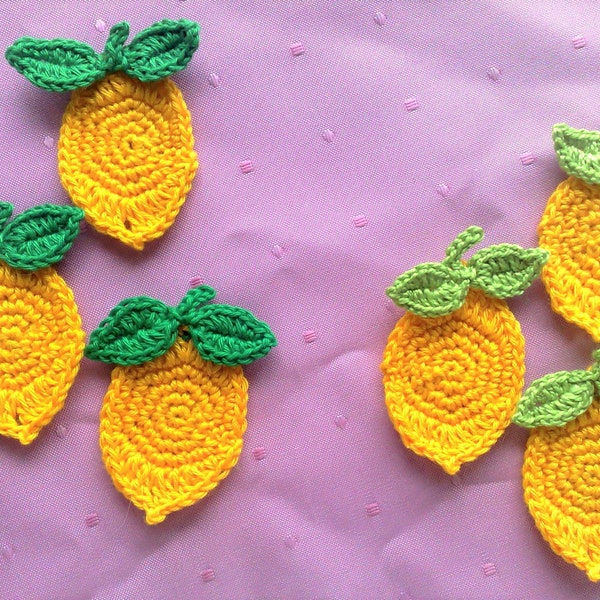 Gelbe Zitrone Obst Applikation 3pc häkeln Zitrone Nähen Zubehör Scrapbook Zitrone Obst Patch falsche Lebensmittel Frucht häkeln zitronengelb
